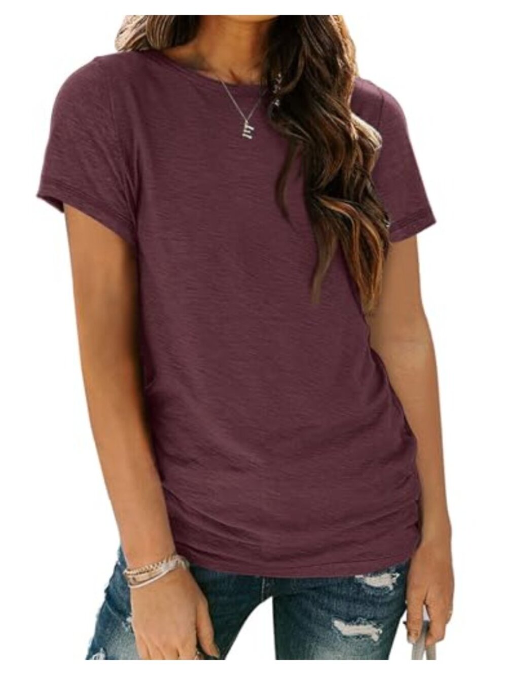 Women's Short Sleeve Crewneck Stretch Tee Lightweight Basic Top